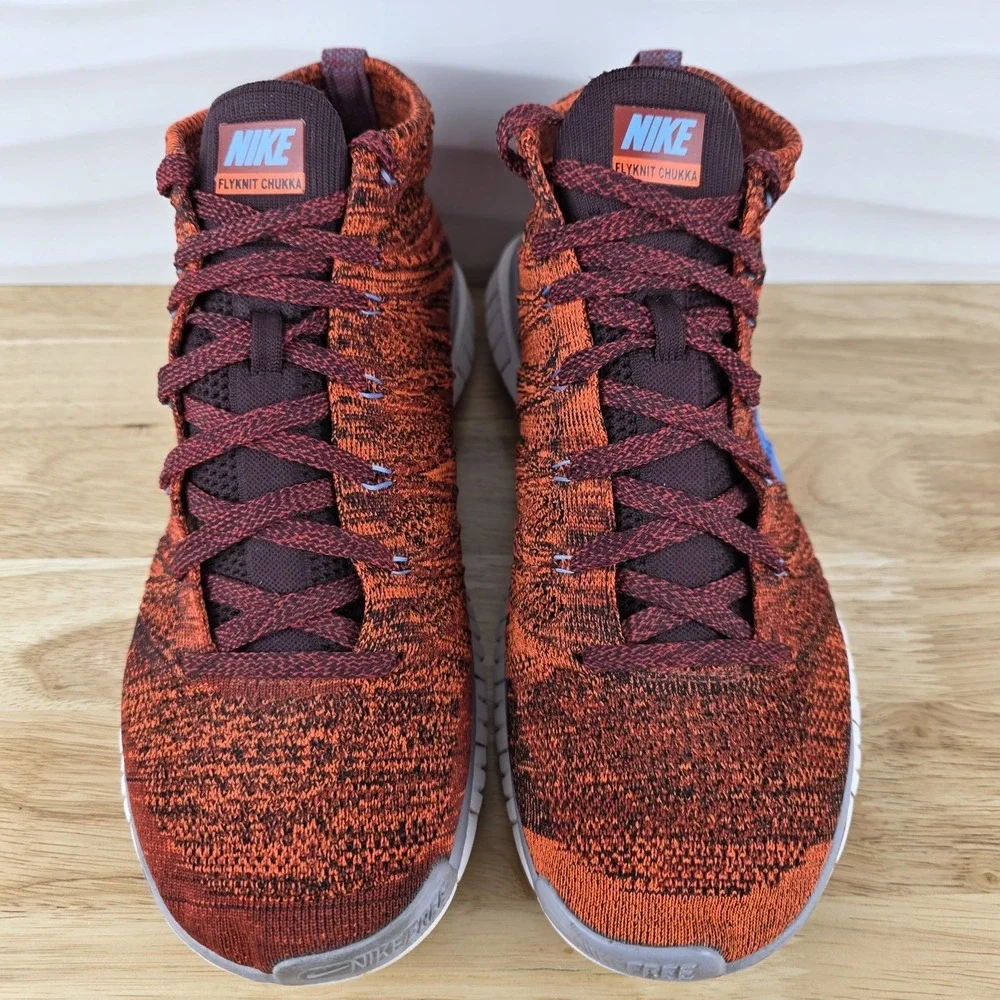 Nike Free Flyknit Chukka Sneakers Mens Size 11 Cinnabar Athletic Shoe 639700-601